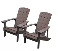 Patio Hips Plastic Adirondack Chair Lounger Weather Resistant Furniture for Lawn Balcony - Brown TB-EU006BN (2-Pack)