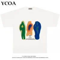 Мужская футболка мужская футболка хлопок негабаритный летний отпечаток ycoa график Harajuku хип-хоп свободный топ
