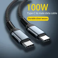 Clats PD de chargement super rapide 100W 5A ALLIAGE TRAIDÉE C Câble USB-C de type C de type C pour Samsung S10 S20 S22 S23 HTC LG 1M 2M 6FT