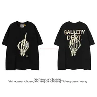 Fashion Designer Clothing Galleryes Depts Tees Tshirt Skeleton Hand Print Gold Stamped Letter Beautiful Loose Hip Hop Men's Women's T-shirt Summer