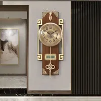 Nouvelle horloge de style chinois, horloge suspendue, salon, maison, montre silencieuse de style chinois à la mode, cuivre pur, horloge murale de luxe légère, calendrier perpétuel