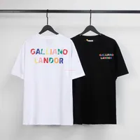 Fashion Designer Clothing Galleryes Depts Tees Tshirt Rainbow Letter Print Half Sleeve T-shirt Summer Loose High Street Cotton Hip hop TShirts Streetwear for sale
