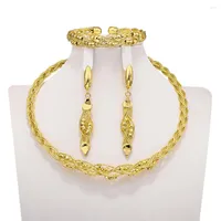 Halsband örhängen set dubai lyxguld färg vridna pärlor örhänge armband smycken etiopier kvinnor bröllopsfest gåvor