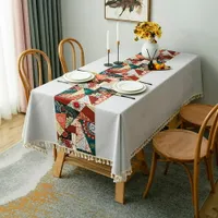 Masa örtüleri dikdörtgen püskül tablo kapağı su geçirmez yağlı yağ geçirmez parti masa örtüsü 55 x79