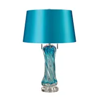 Elk Home Vergato 16 2-lichts glas en faux zijden tafellamp in blauw helder