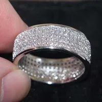 حلقات الفرقة Milangirl Band 5 صفوف Zircon Ring Cluster Cubic Zirconia Cz Rings for Women Engagement Wedding Jewelry AA230426
