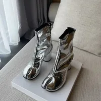 Buty Silver Tabi Boots Split Tope Chunky High Obc w buty skórzane zapatos mejr moda jesień buty dla kobiet botas mujer 230426