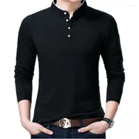 Erkekler Tişörtleri 2023 Sonbahar Uzun Kollu Kore Moda Slim Fit Pamuk Gömlek Giyim Camisas Koszulki Bluz Erkek Giyim