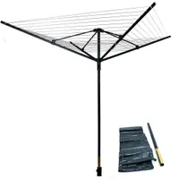 70 9 Height Outdoor Umbrella Drying Rack, Rotary Dryer Clothes Line Protective Cover 4 Arms with 165ft Clothesline