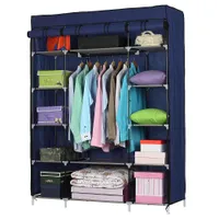 53 estante de ropa de vestuario organizador de armario portátil con estantes, azul