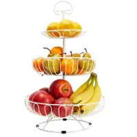 Corbeille à fruits en métal pour cuisine, grand bol à 3 niveaux pour contenir des produits frais, fruits et légumes, comptoir, décor de garde-manger, organisation, Ra