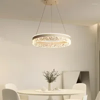 펜던트 램프 현대 둥근 반지 LED 살아있는 식당을위한 샹들리에 리모콘 램프 부엌 침실 북유럽 디자인 매달린 조명