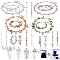 Fahmi SWA 2022 고품질 보석 세트 GEMA 시리즈 여성용 목걸이 귀걸이 팔찌, 배달 선물 상자 보석 회사 도금 CZ 꽃 자연 목걸이 펜던트
