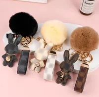 20style Cute Presbyopia Rabbit Design Car Keychain Bag Pendant Charm Jewelry Flower Key Ring Holder Women Men Gifts Fashion PU Leather Animal Key Chain Accessories