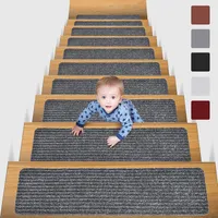 Carpet 20x76cm Soft Stair Stepping Mat Variety Pattern Self-adhesive Non-slip Water Absorption Protector Rug 230131