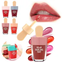 Lip Gloss 5 Colors Ice Cream Fruit Glaze Waterproof Long Lasting Liquid Lipstick Mirror Non-stick Makeup Cosmetic For Women