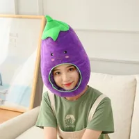 Berets Kawaii Purple Eggplant Hat For Women Cartoon Plush Toy Funny Cosplay Headgear Fruit Headcover Beanies Cap Party Po Props