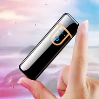 Novelty Electric Touch Sensor Cool Lighter Fingerprint Sensor USB Rechargeable Portable Windproof lighters Smoking Accessories 12 Styles FY4461 ss0201