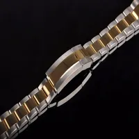 20mm New Middle Half Gold Two Tone Polished Brushed 316L Solid Stainless Steel Metal Curved End Watch Band Belt Strap Bracelets272F