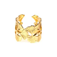 خواتم الزفاف تصميم النحاس المعدني Ginkgo Leaf ajustable خاتم للنساء مفتوحة على نطاق واسع الانخراط أنيلوس هدايا الحزب الحفلات المجوهرات