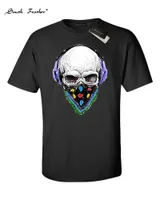 Men's T Shirts Summer Skull Headphones Printed Mens T-shirt Design Cool Short Sleeve Tees