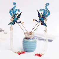 Hair Clips Barrettes Retro Hair Accessories Tassel Step Swaying Hairpin Ancient Hairpin Girl Disc Hairpin Clothing Accessories Hanfu Headdres 230201