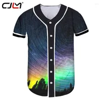 Men's T Shirts CJLM Man Large Size Rainbow Tshirt Colored Landscape Men's Baseball Shirt 3D Printed Starry Sky Trend T-shirt