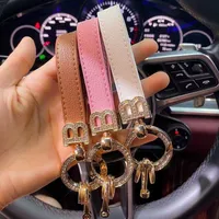 Keychains Designer Metal Diamond Leather Keychain Car Key Chain Hook KeyChain Key Keychain Letters Round Gold Bag Key Chains Mobiele telefoon Charme Groothandel Keychain