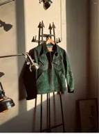 メンズジャケットテーラーブランド22-21 ZEALAND PEACOCK GREEN WASHED COWHIDE 1920 MENDOZAスタイルライニングヴィンテージラペルファッションジャケット