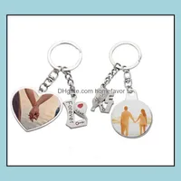 Party Favor Fedex Sublimation Couple Keychain Metal Letter Engraving Charm Heartshaped Key Ring Romantic Valentines Day Gift Drop De Dh4Zp