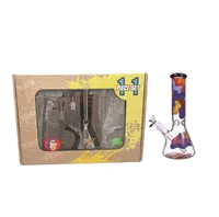 Glass bong hookah kit thick water pipe with herb grinder Storage tank rolling tray ashtray quartz banger Total 11 pieces accessories bongs set
