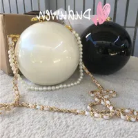 Party Gift Double-C Box 13cm Earphone Fashion Handle Acrylic Ball With Chain And Pearl Classic Organization Party-bag 2016-printed Xfrhs
