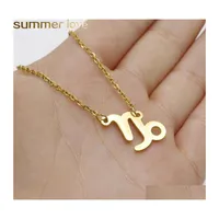 Pendant Necklaces 12 Constellation Necklace Zodiac Sign Stainless Steel Gold Birthday Gift For Women Girl Wholesale Jewelry Drop Del Otzhy