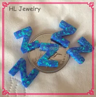 Pendant Necklaces 50PCS Lot Initial Letter Z 9 10MM OP05 Pacific Blue Syntehtic Opal Wholesale For DIY Jewelry