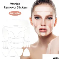 Face Care Devices 16Pcs Tapes For Faces Reusable Sile Anti Wrinkle Facial Bandage Aging Sticker Forehead Neck Eye Pad Lift Drop Deli Dh4Ow