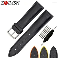 Watch Bands ZLIMSN Carbon Fiber Silicone Band Universal Strap Rubber Bracelet Accessory Waterproof Three Colors 18mm 20mm 22mm Deli22