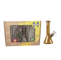 Glass bong hookah kit thick water pipe with herb grinder Storage tank rolling tray ashtray quartz banger Total 11 pieces accessories bongs set