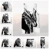 Men's Tracksuits Vitinea 3D Full Print Dragon T-shirt Sweatshirt Zip Hoodies Thin Jacket Pants Four Seasons Casual P26