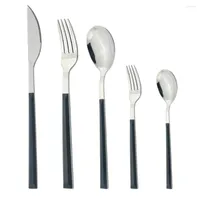 Dinnerware Sets Black Sliver Western Stainless Steel Cutlery Set Knives Fork Spoons Dessert Sliverware Kitchen Tableware