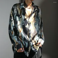 Men's Casual Shirts Men's 3D Oil Painting Print Shirt Fashion Streetwear Hawaiian Beach Lapel Large 2023