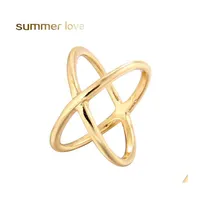 Wedding Rings Gold And Sier Plated Cross For Women Unique Designer Simple Letter X Love Ring Fashion Jewelry Gift Drop Delivery Otwpf