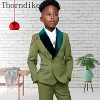 Мужские костюмы Thorndike Army Green Sust для детей детские наряд свадебной пиджак