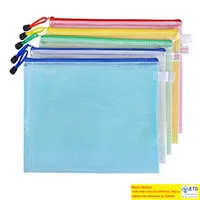 File Bag Waterproof Plastic Zipper Stationery Pencil Storage Bags Student School Office Supplies A4 Size