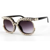 Sunglasses Oversized Women Cat Eye Glasses Half Frame Rhinestone Men Vintage Shades Oculos UV400SunglassesSunglasses
