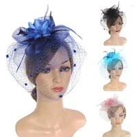 Berets Women Fascinator Hat Flower Mesh Ribbons Feathers Fedoras Headband Or A Clip Cocktail Tea Party Headwewar For Girls