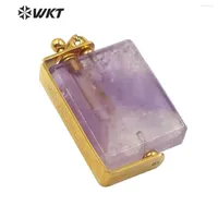 Pendant Necklaces WT-P1502 WKT Natural Stone Square Whirling Perfume Bottle Made Of Fashion Jewelry