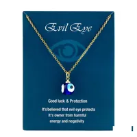 Pendant Necklaces Evil Blue Eyes Necklace Turkish Gold Sier 8Mm 10Mm Geometric Stainless Steel Lucky Protection Jewelry For Women Dr Otofd