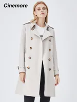 Women's Trench Coats Cinemore Arrival Autumn High Fashion Brand Woman Classic Double Breasted Coat Business Jackets For Women 2023 82001