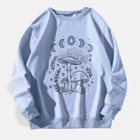Women's Hoodies Sweater Collared Shirt Women Womens Fashionable Long Sleeved Solid Color Top All With Mushroom Printed Pullover