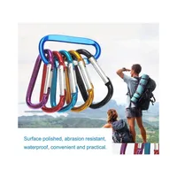 Party Favor Carabiner Ring Keyrings Key Chain Outdoor Sports Camp Snap Clip Hook Keychain Hiking Aluminum Metal Stainless Steel Cam Otpyd